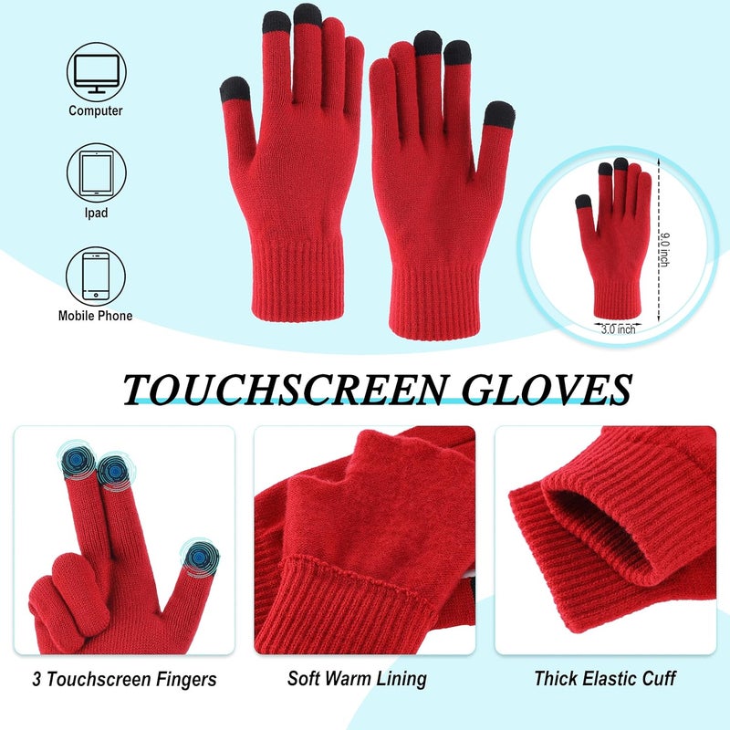 Connectyle 3 PCS Fleece Lined Cold Weather Set, Warm Winter Beanie Hat, Long Scarf and Touchscreen Gloves for Men & Women - Image 4